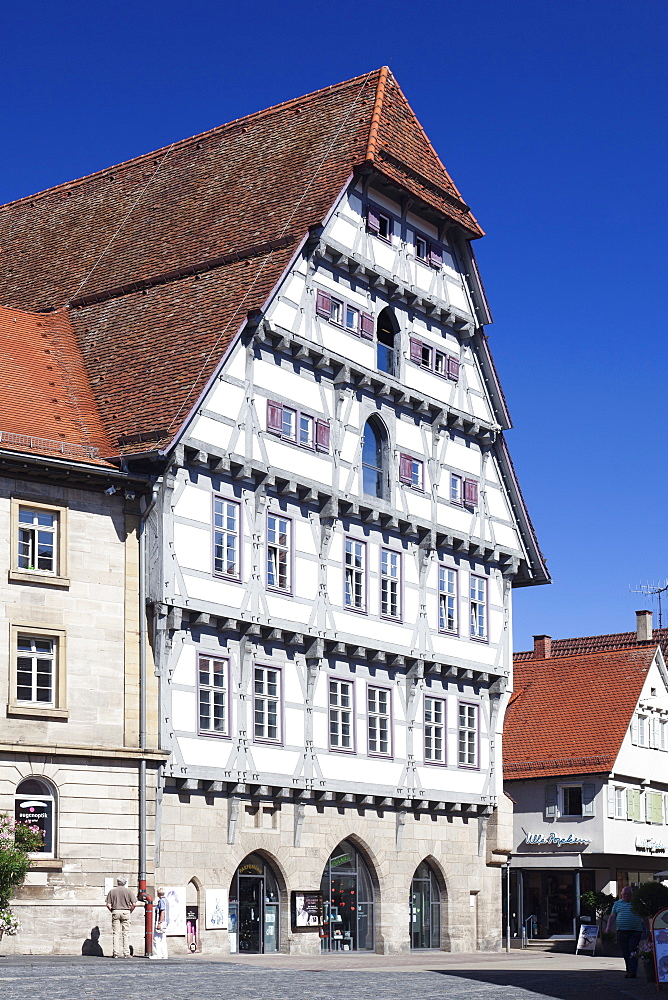 Half-timbered house, Market Place Schwabisch Gmund, Baden Wurttemberg, Germany, Europe