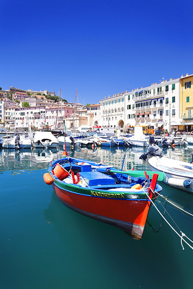 Harbour with fishing boats, Portoferraio, Island of Elba, Livorno Province, Tuscany, Italy, Mediterranean, Europe