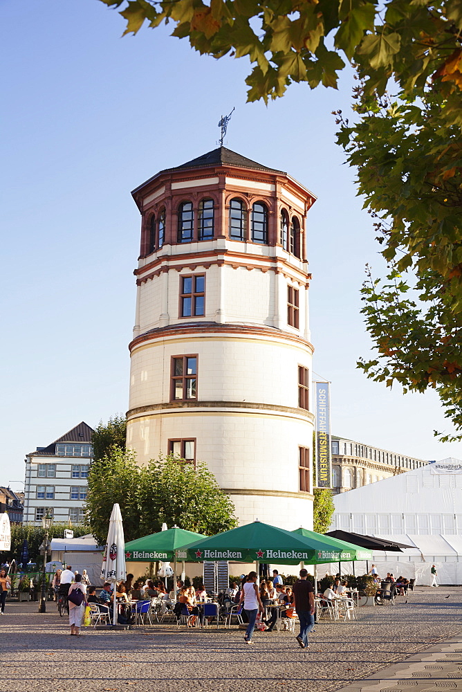 Schlossturm tower at the Rhine promenade, Dusseldorf, North Rhine-Westphalia, Germany, Europe