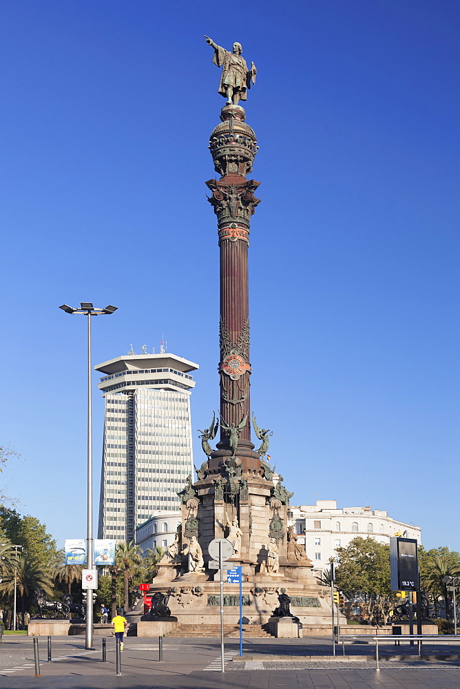 Columbus Monument (Monument a Colom), Placa del Portal de la Pau, Barcelona, Catalonia, Spain, Europe