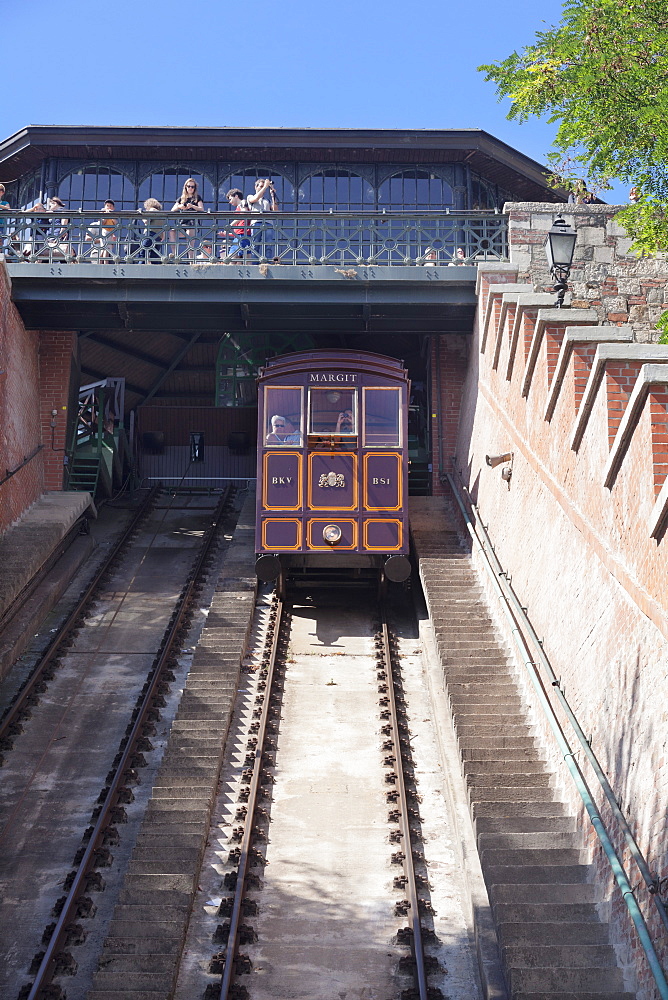 Funicular at Castle Hill, Buda, Budapest, Hungary, Europe