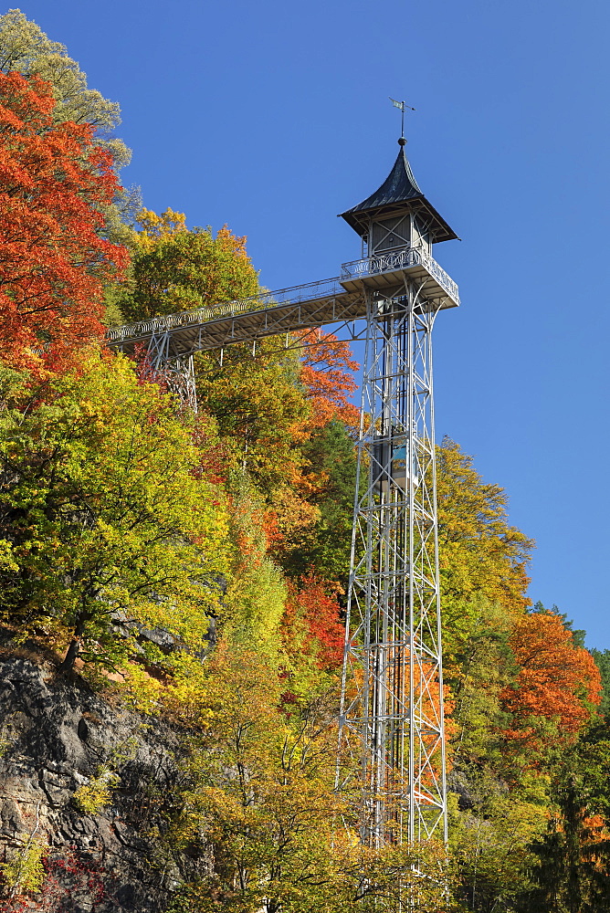 Elevator, art nouveau, Bad Schandau, Elbsandstein Mountains, Saxony Switzerland, Saxony, Germany, Europe