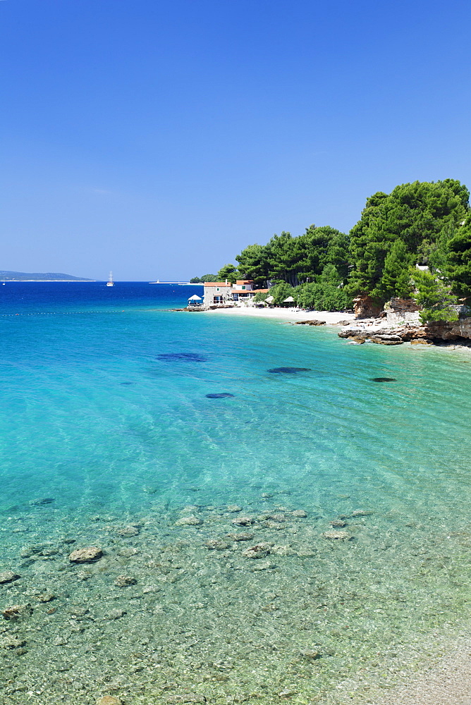 Restaurant at beach, Bol, Brac Island, Split-Dalmatia, Dalmatia, Croatia, Europe 