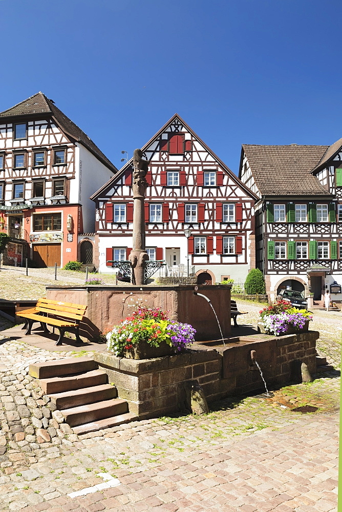 Half-timbered houses, market place, Schiltach, Black Forest, Kinzigtal Valley, Baden-Wurttemberg, Germany, Europe