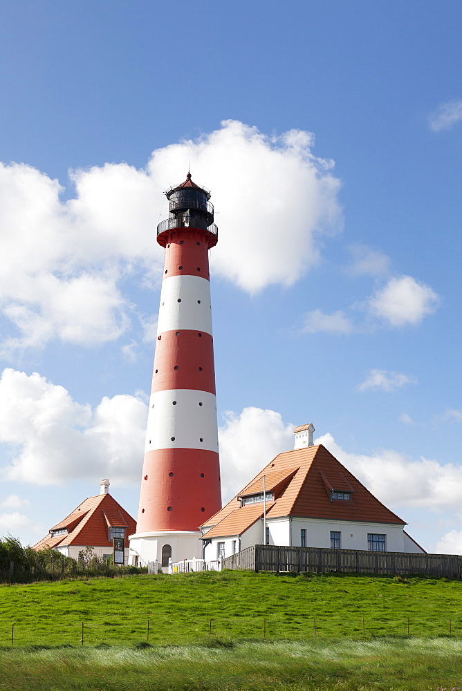 Westerheversand Lighthouse, Westerhever, Eiderstedt Peninsula, Schleswig Holstein, Germany, Europe 