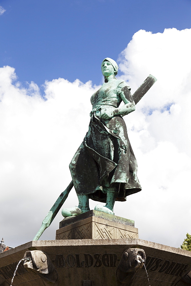 Sculpture of Tine at Tine fountain at the market place of Husum, Schleswig Holstein, Germany, Europe 