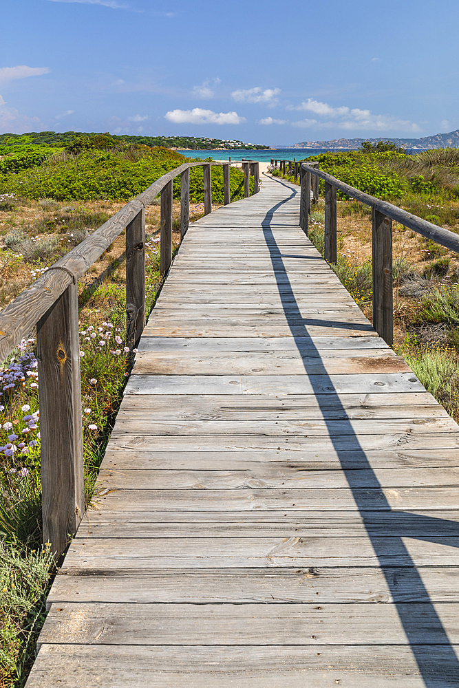 Path (boardwalk) to Porto Pollo Beach, Porto Puddu, Gallura, Sardinia, Italy, Mediterranean, Europe