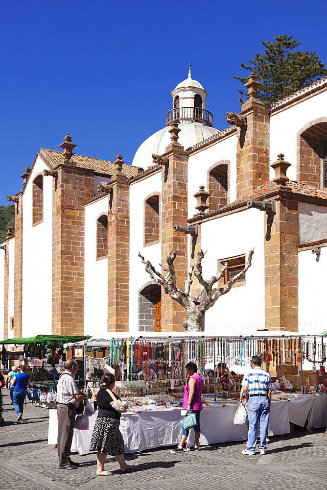 Sunday market at the church of Basilica de Nuestra del Pino, Teror, Gran Canaria, Canary Islands, Spain, Europe 