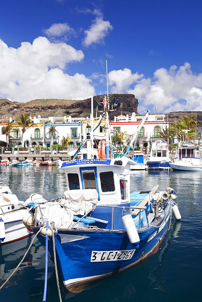 Fishing boat at the old port of Puerto de Mogan, Gran Canaria, Canary Islands, Spain, Atlantic, Europe