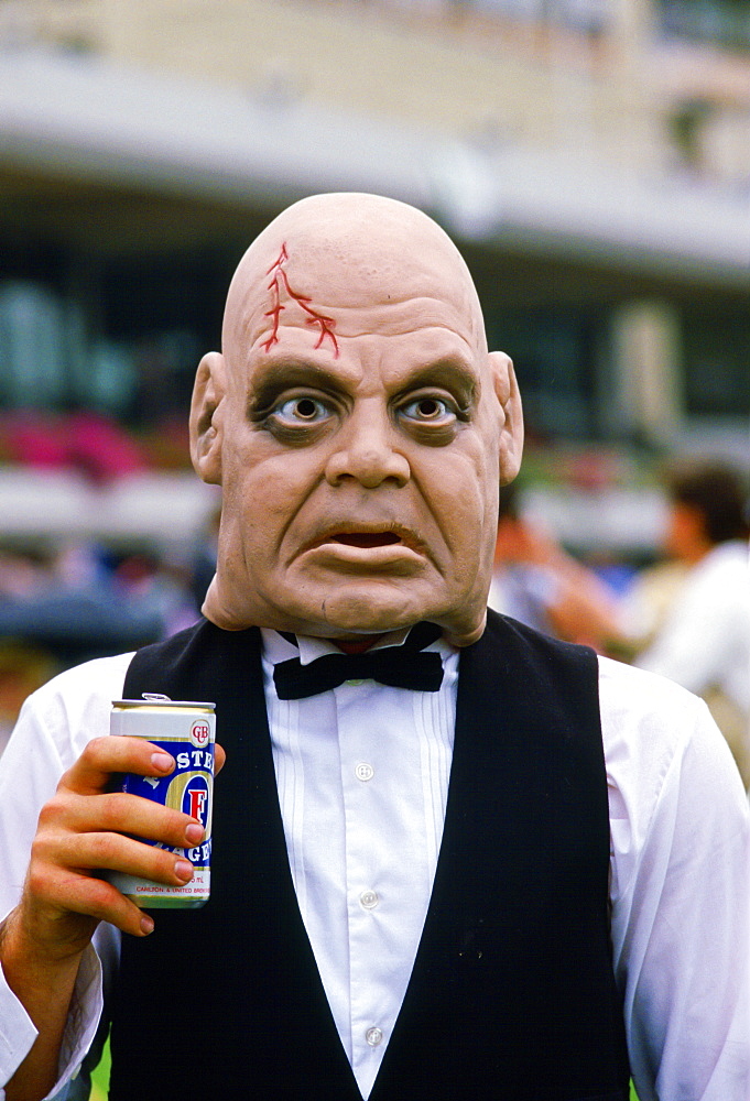 Racegoer  wearing a  face mask to  the Melbourne Cup Race Day, Australia