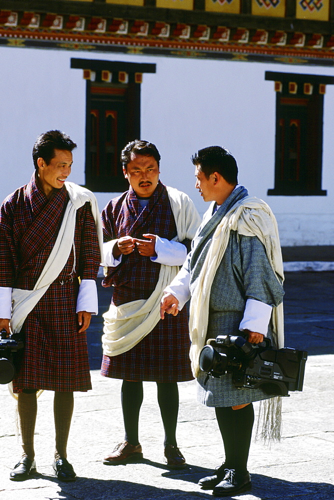 Press corps with video cameras at the Royal Palace, Bhutan