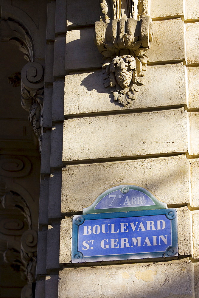 Boulevard St Germain street sign, Paris, France