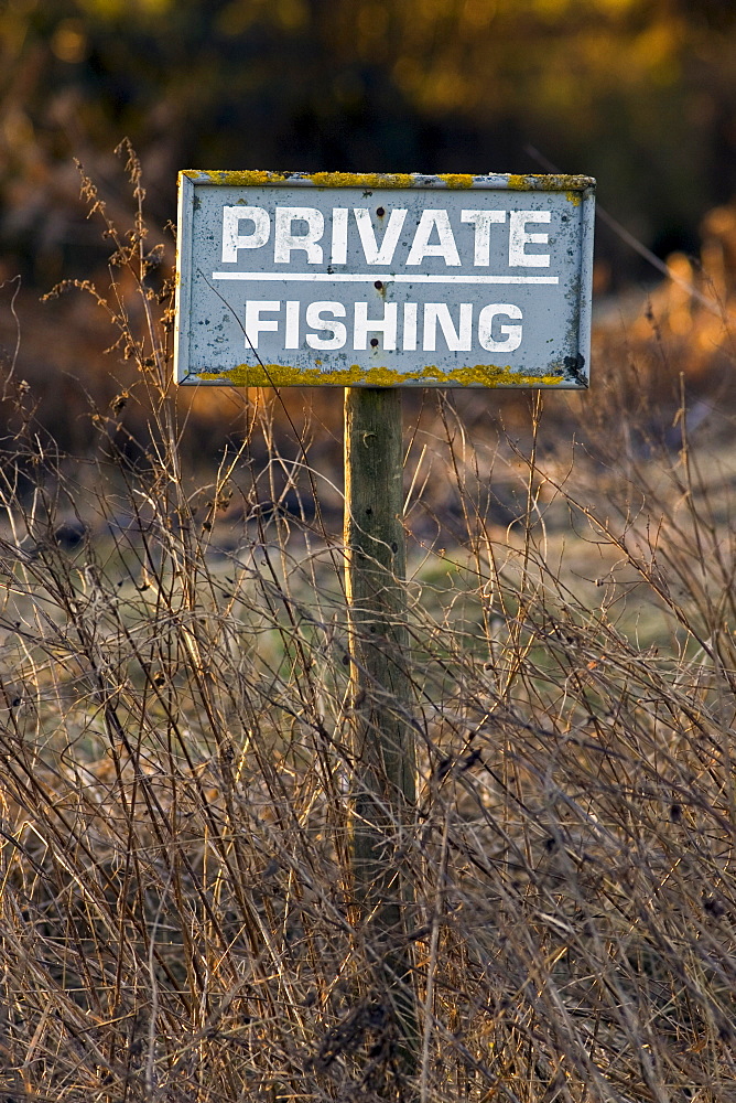 Private Fishing sign by River Windrush, Oxfordshire, United Kingdom