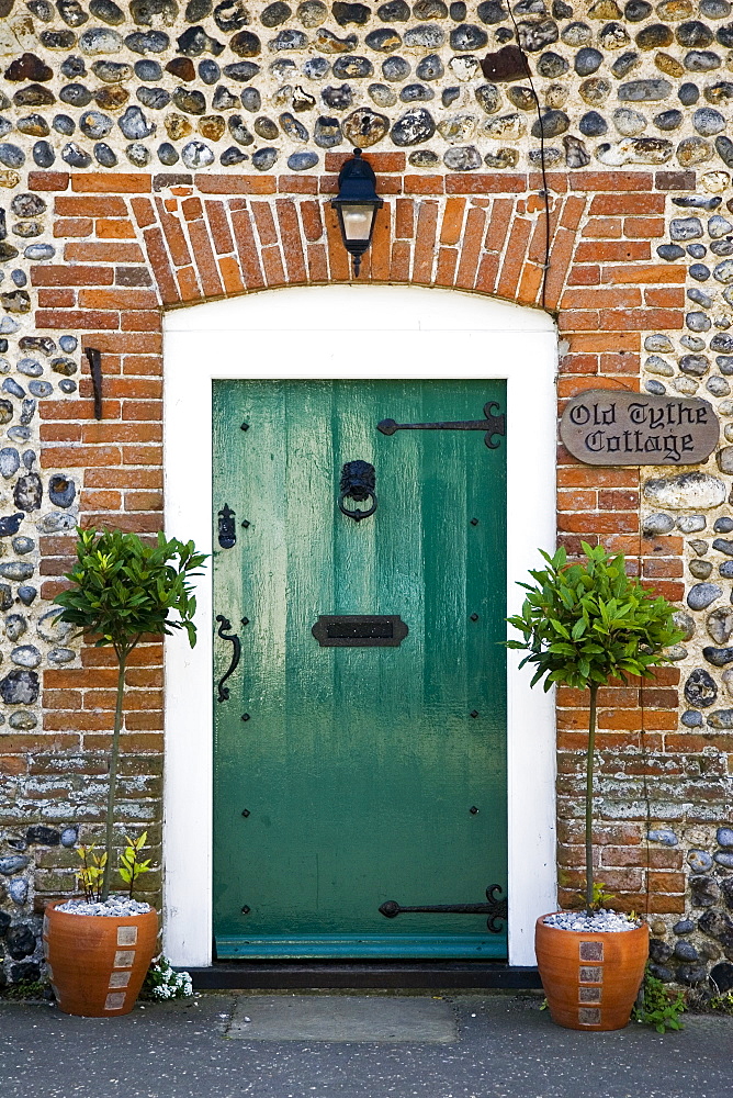 Old Tythe Cottage front door at Happisburgh, Norfolk, United Kingdom