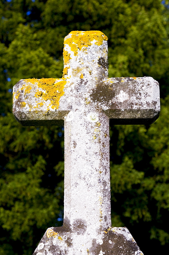 Gravestone in churchyard at All Saints Church in Church Lench, Worcestershire, UK