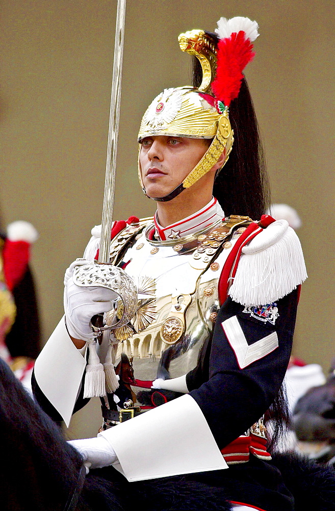 PRESIDENTIAL GUARD AT THE QUIRINALE PALACE IN ROME, ITALY