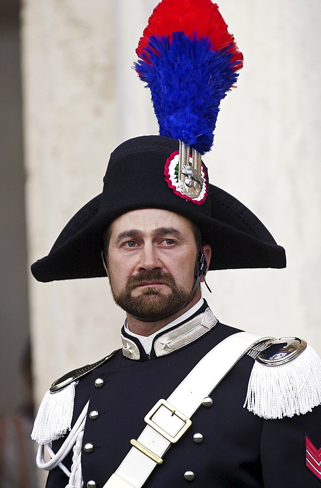 Ceremonial guard at Quirinale Palace, Rome, Italy.