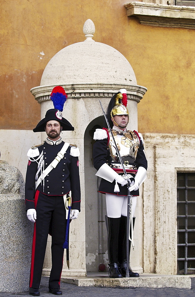 Ceremonial guards at Quirinale Palace, Rome, Italy.