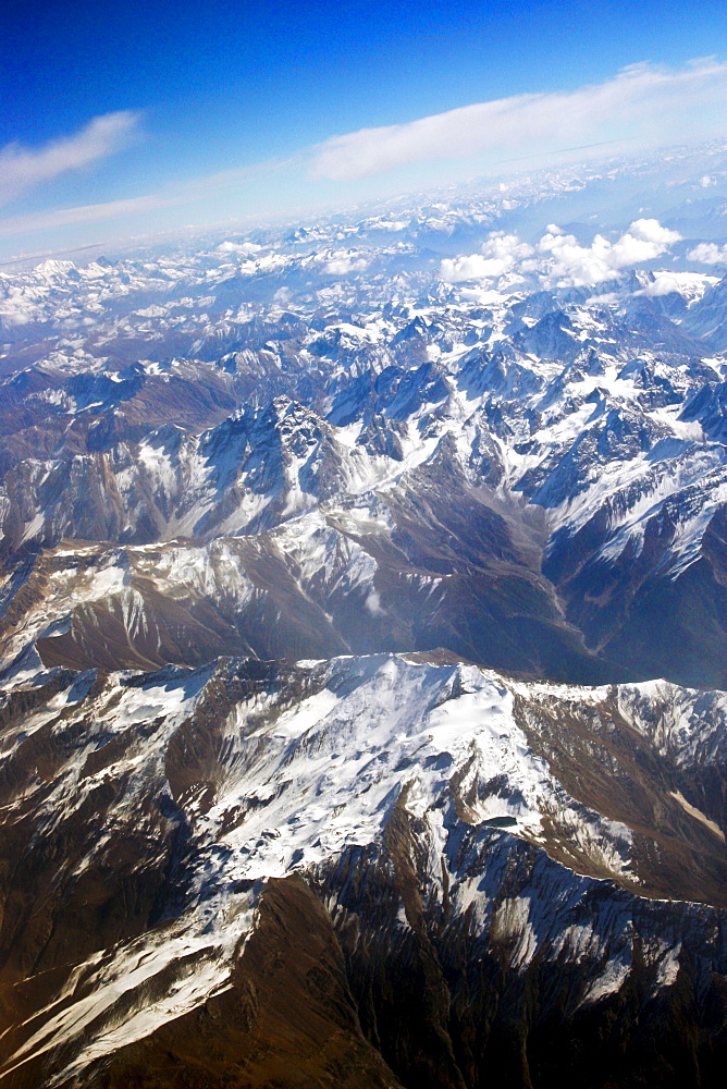 Snow-covered peaks of Karokoram Mountains, Skardu Valley, North Pakistan