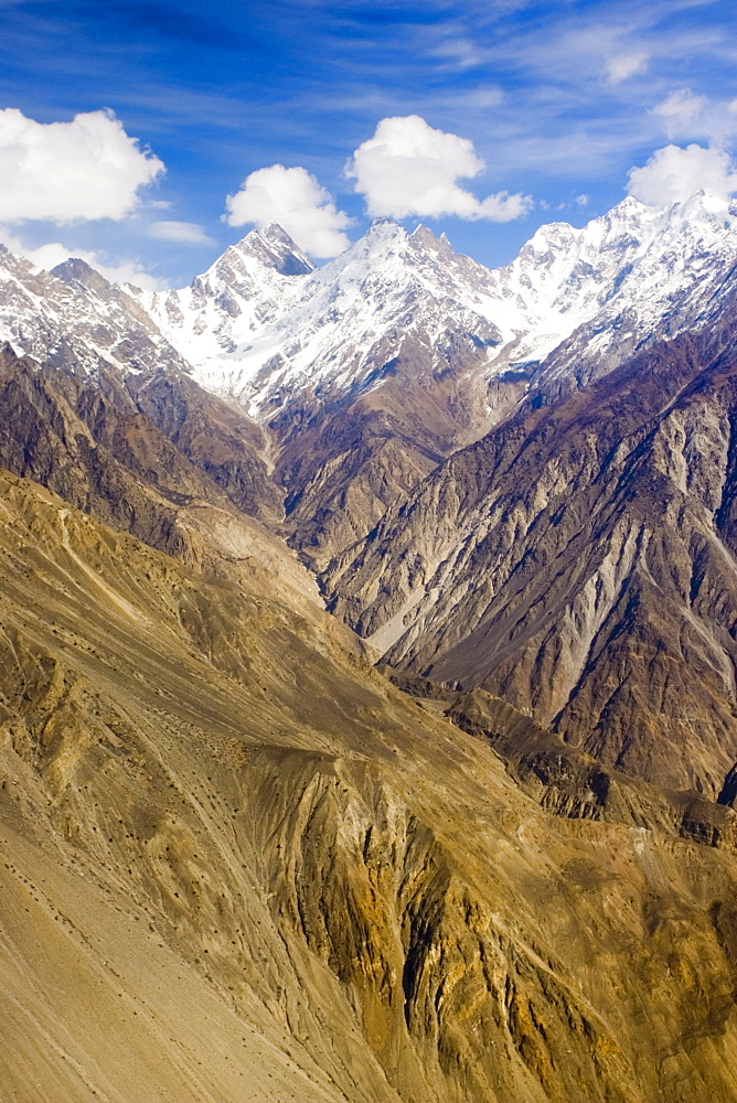 Snow-covered peaks of Karokoram Mountains, Skardu Valley, North Pakistan