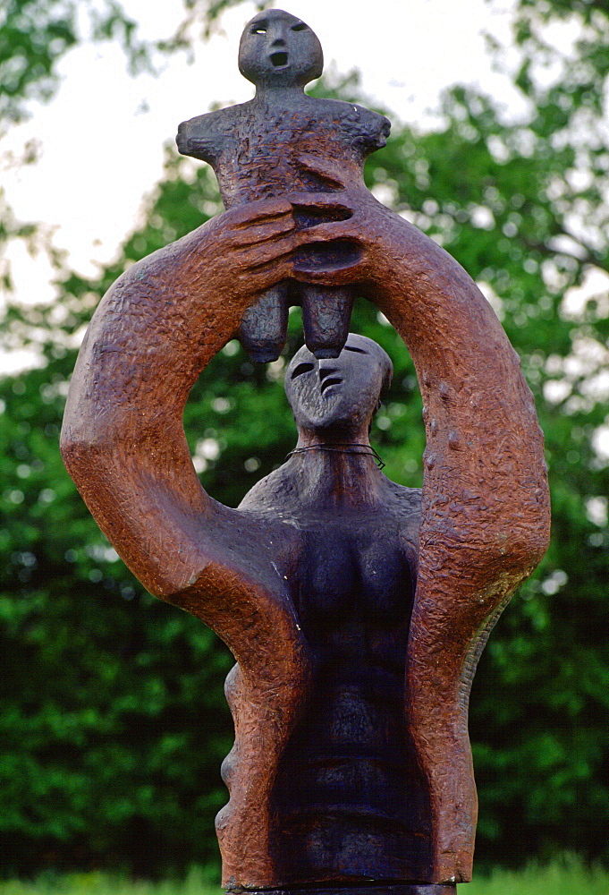 Memorial Statue depicting mother and child  at Majdanek Concentration Camp in Poland.