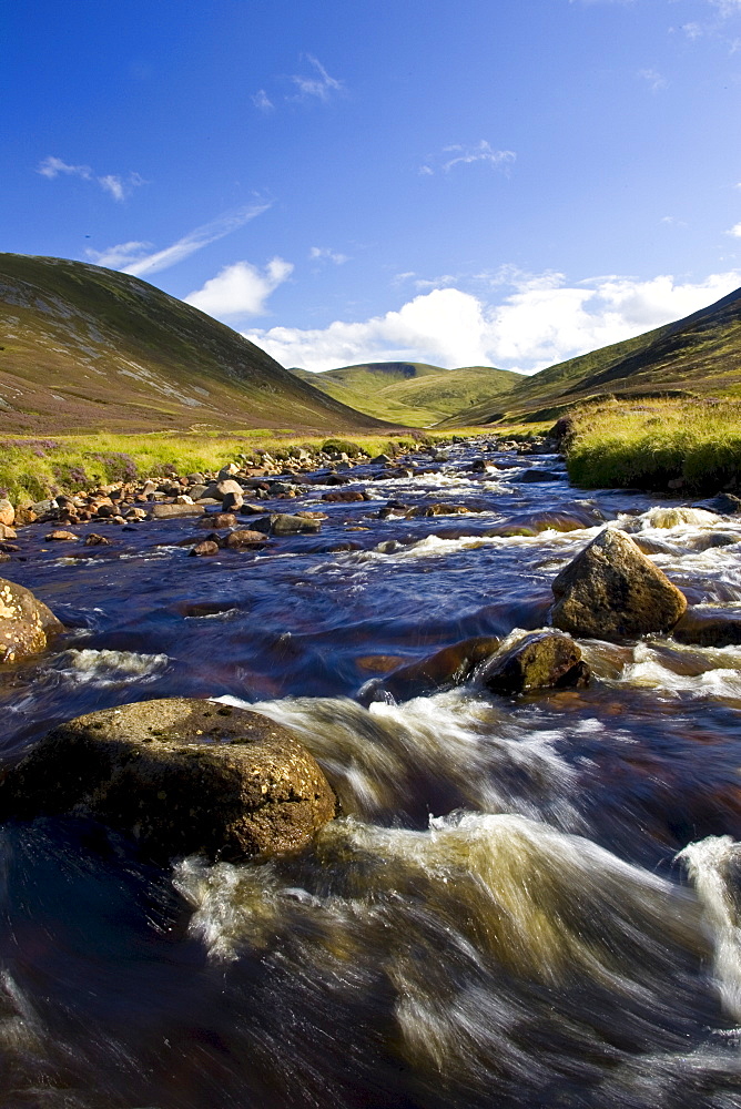 Clunie Water River in Glen Clunie, Perthshire, Scotland, United Kingdom