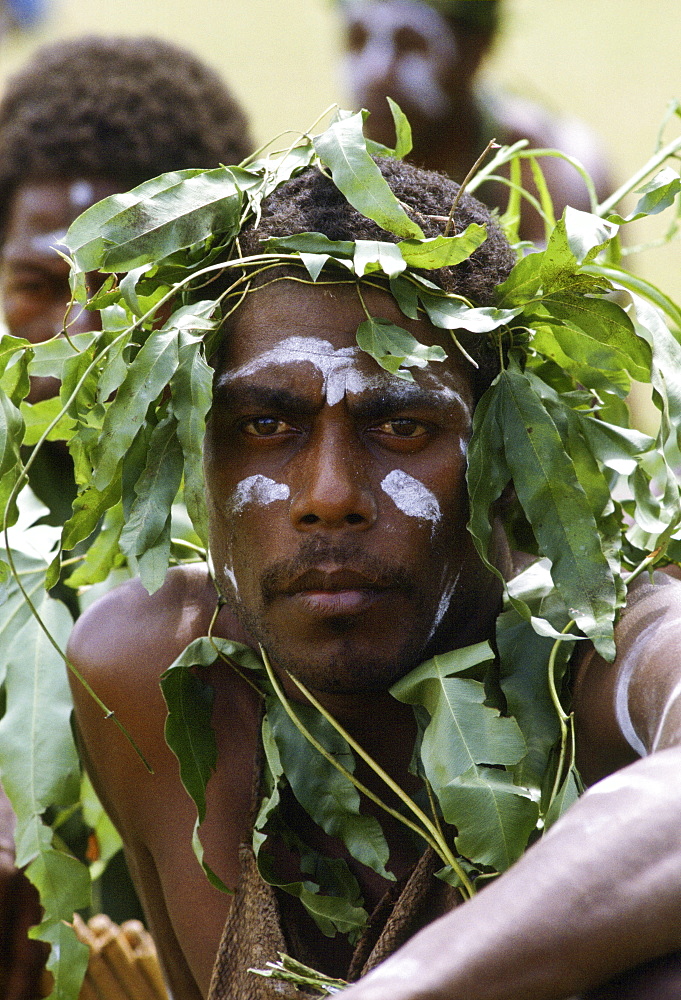 Man in traditional costume, Solomon Islands.