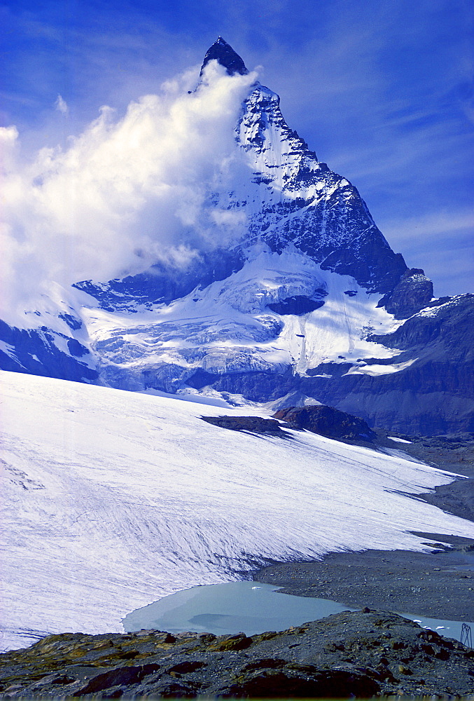 Cloud formation passes the Matterhorn, Switzerland.