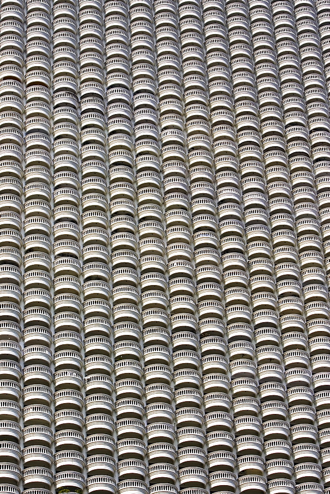 Balconies of a Bangkok apartment block, Thailand