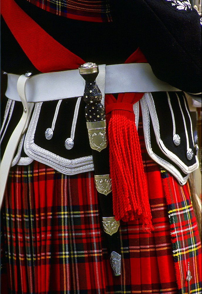 Scottish Dirk and kilt, Inverness, Scotland.