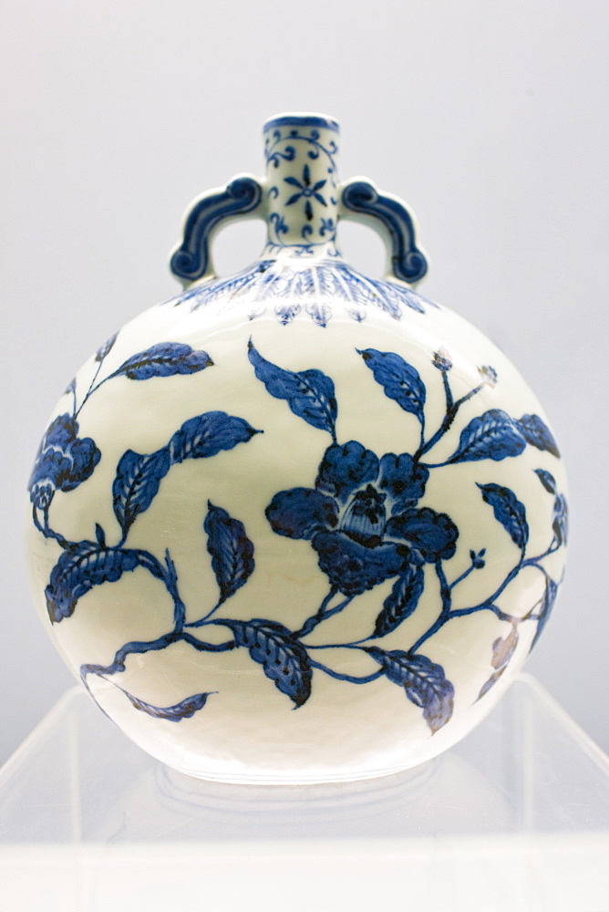 Porcelain vase of Jingdezhen origin on display in the Shanghai Museum, China