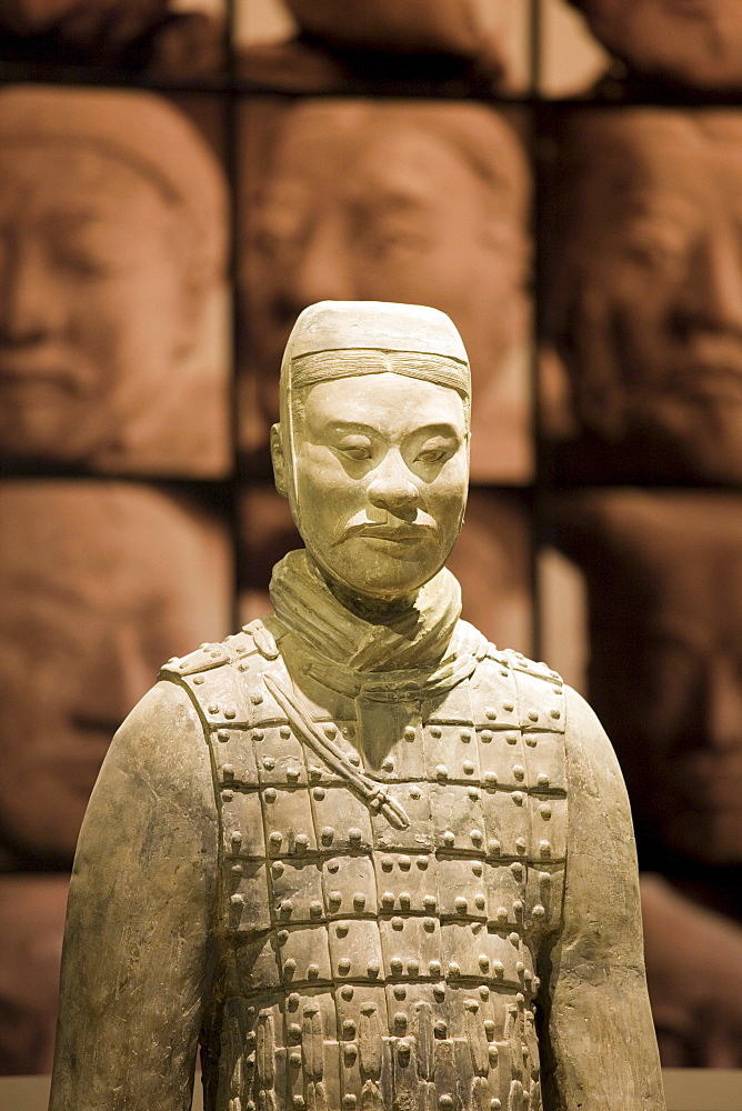 Terracotta warrior on display in the Shaanxi History Museum, Xian, China