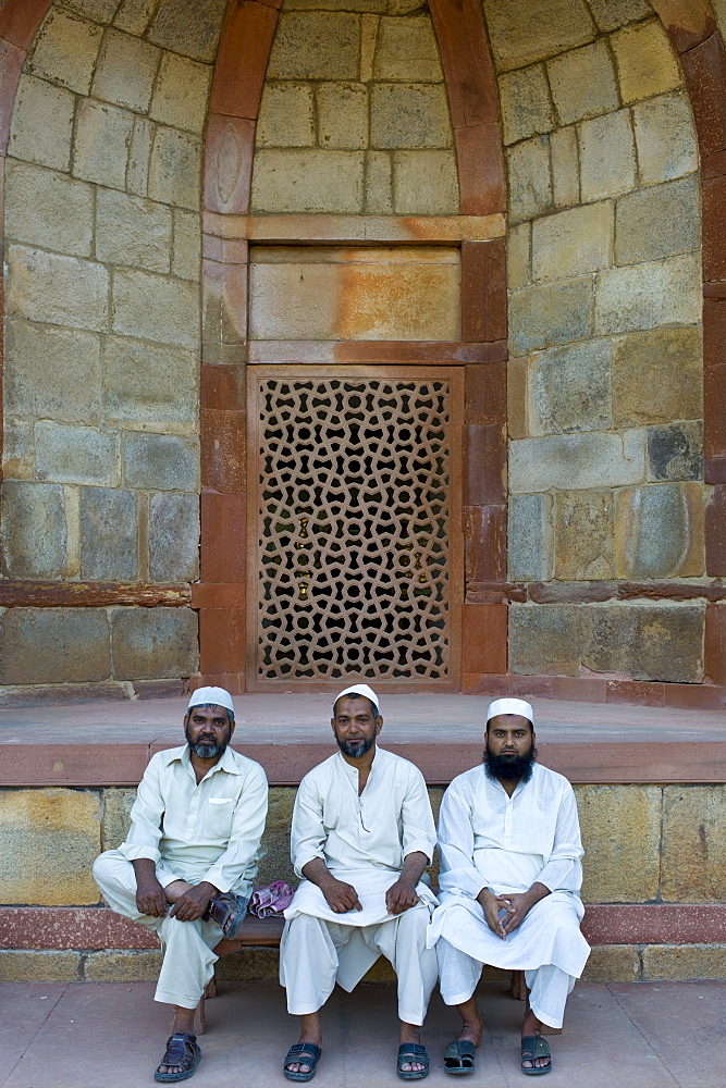 Muslim Visitors at Humayuns Tomb, World Heritage Monument built 16th Century, in New Delhi, India