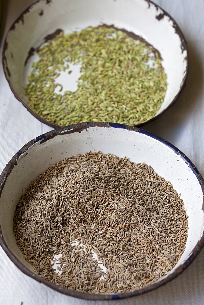 Anise and Cumin on sale at Old Delhi Khari Baoli Spice and Dried Foods Market, India