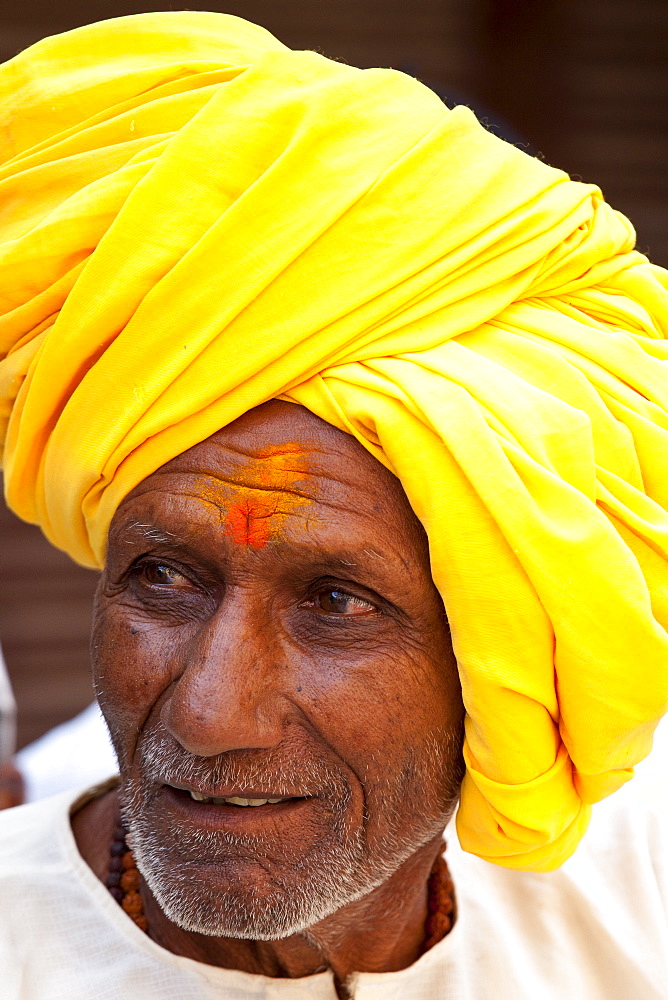 Indian Hindu man in the city of Varanasi, Benares, Northern India