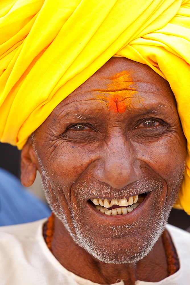 Indian Hindu man in the city of Varanasi, Benares, Northern India