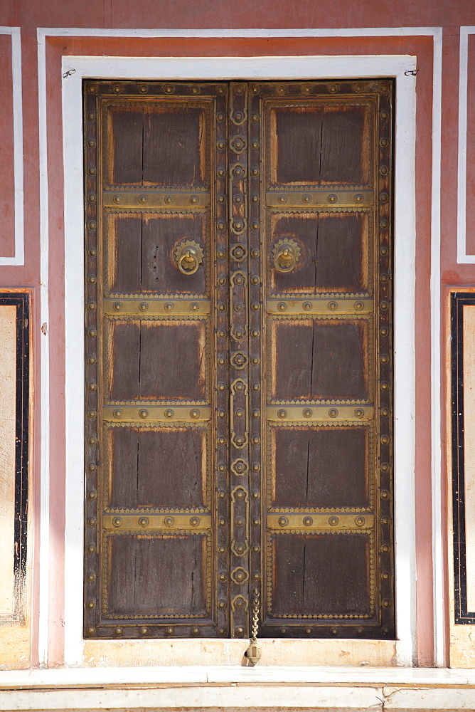 Door to the harem Zenana Deorhi at The Maharaja of Jaipur's Moon Palace  in Jaipur, Rajasthan, India