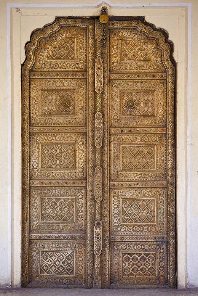 Door to the harem Zenana Deorhi at The Maharaja of Jaipur's Moon Palace  in Jaipur, Rajasthan, India