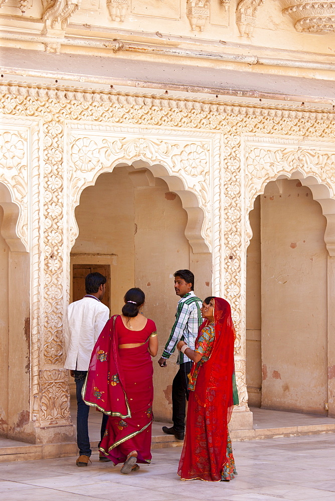 Moti Mahal, The Pearl Palace at Mehrangarh Fort 16th Century hall of public audience at Jodhpur in Rajasthan, Northern India