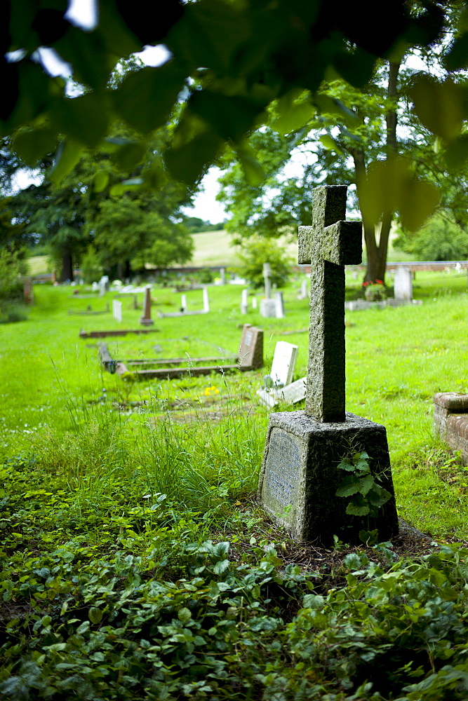 Traditional grave for George and Florence Winship in graveyard of St Mary the Virgin Church  in Harefield, Middlesex, UK