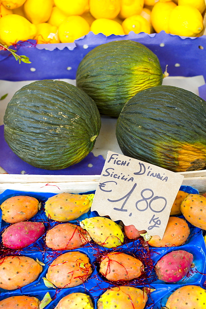 Fresh fruit at weekly street market in Panzano-in-Chianti, Tuscany, Italy