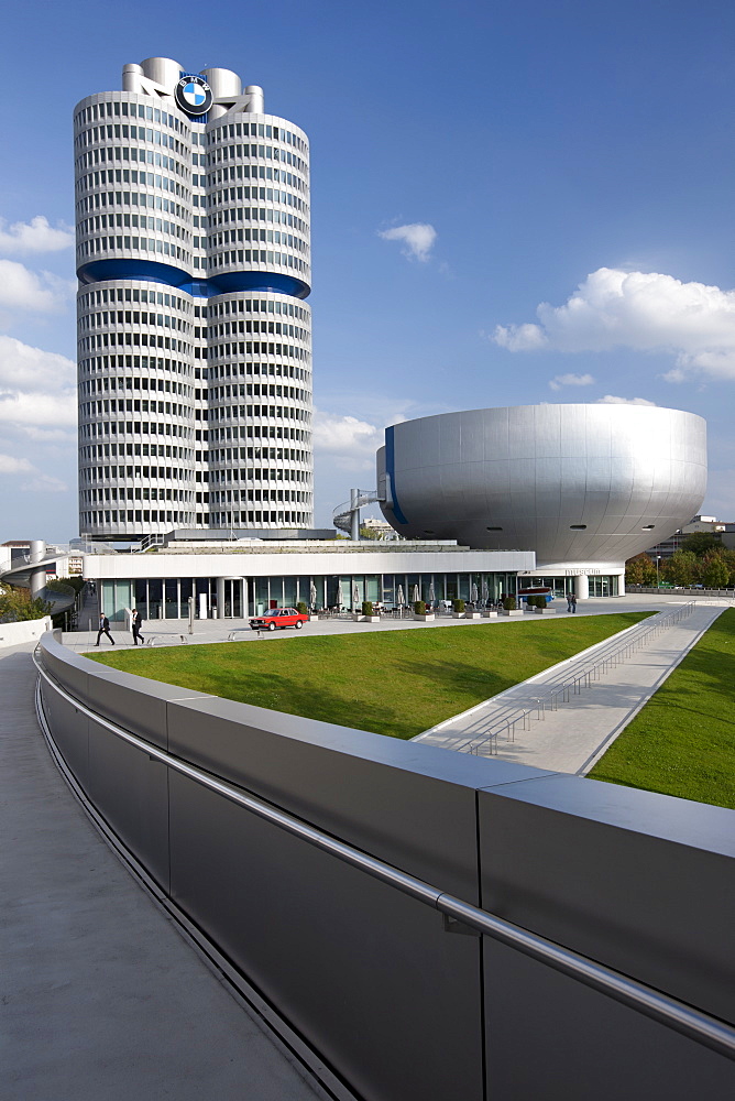 Modern architecture at the BMW Headquarters, Museum and Factory in Munich, Bavaria, Germany