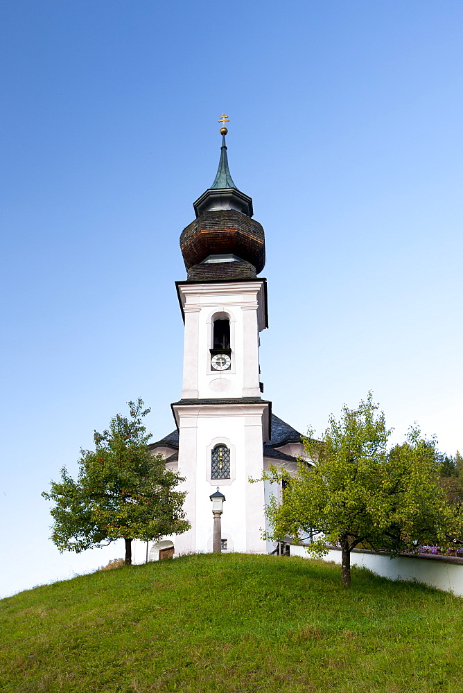 Wallfahrtskirche Maria Gern, traditional onion dome Roman Catholic church at Berchtesgaden in Bavaria, Germany