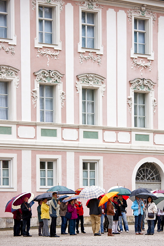 Tourists visit Konigliches Schloss in Schlossplatz, Berchtesgaden in Baden-Wurttenberg, Bavaria, Germany