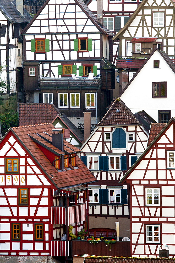 Quaint timber-framed houses in Schiltach in the Bavarian Alps, Germany