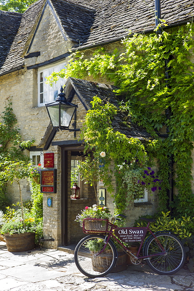 The Old Swan Hotel and Public House in Minster Lovell in The Cotswolds, Oxfordshire, UK