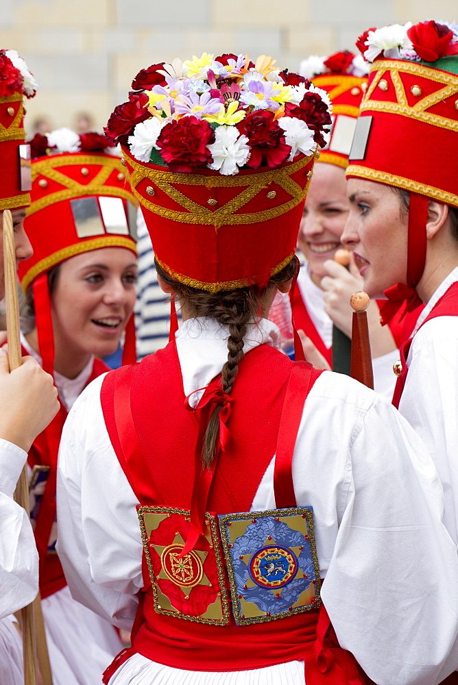 Dancers during San Fermin Fiesta at Pamplona, Navarre, Northern Spain