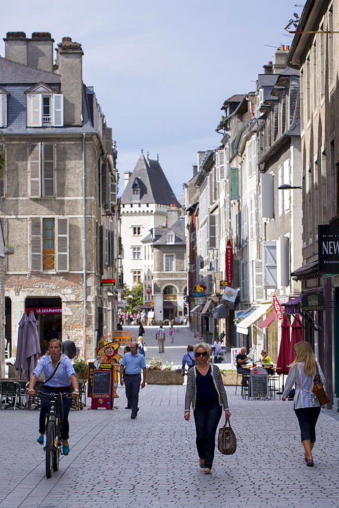 Locals strolling in the streets of Pau, France