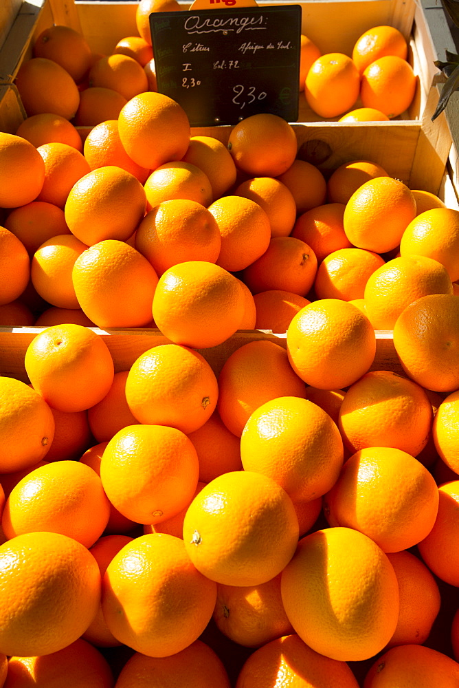 Oranges on sale at food market in France