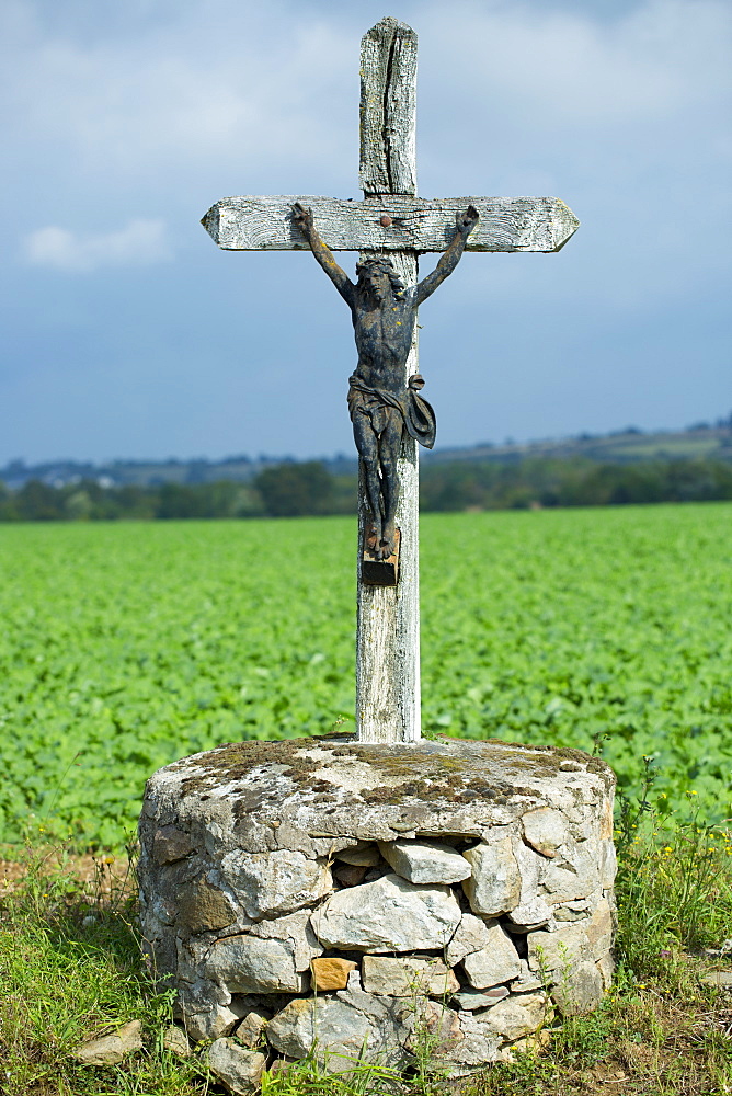 Crucifix of Jesus Christ on a cross at Chemire-Sur-Sarthe, France